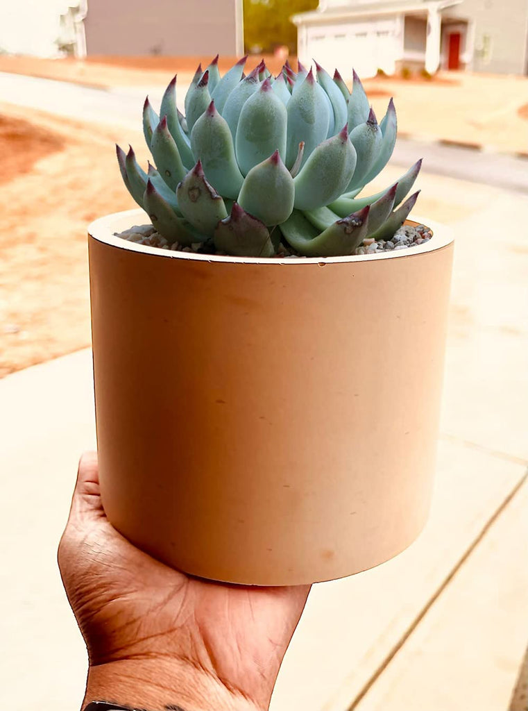 Big Round Silicone Planter Mold, 7 Inch Large Round Concrete Molds for Cylinder Flower Pot Making, DIY Handcraft
