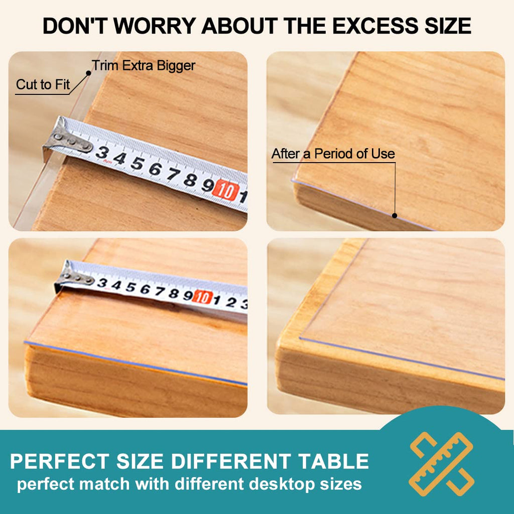 Clear Plastic Table Top Protector PVC Tablecloth Cover Vinyl Cloths Easy Clean Waterproof Wipeable Furniture Topper