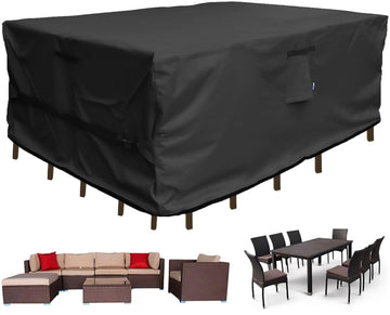 Patio Furniture Set Cover Rectangular Heavy Duty 600D Waterproof Outdoor Sectional Sofa Couch Cover Large Outside