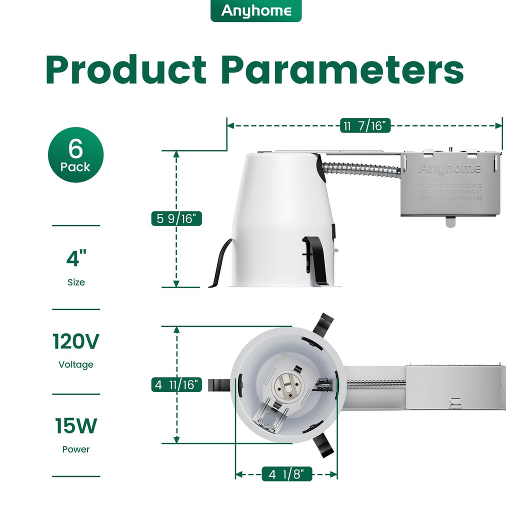 6 Pack 4 Inch Recessed Lighting Housing Remodel,Can Light Housing