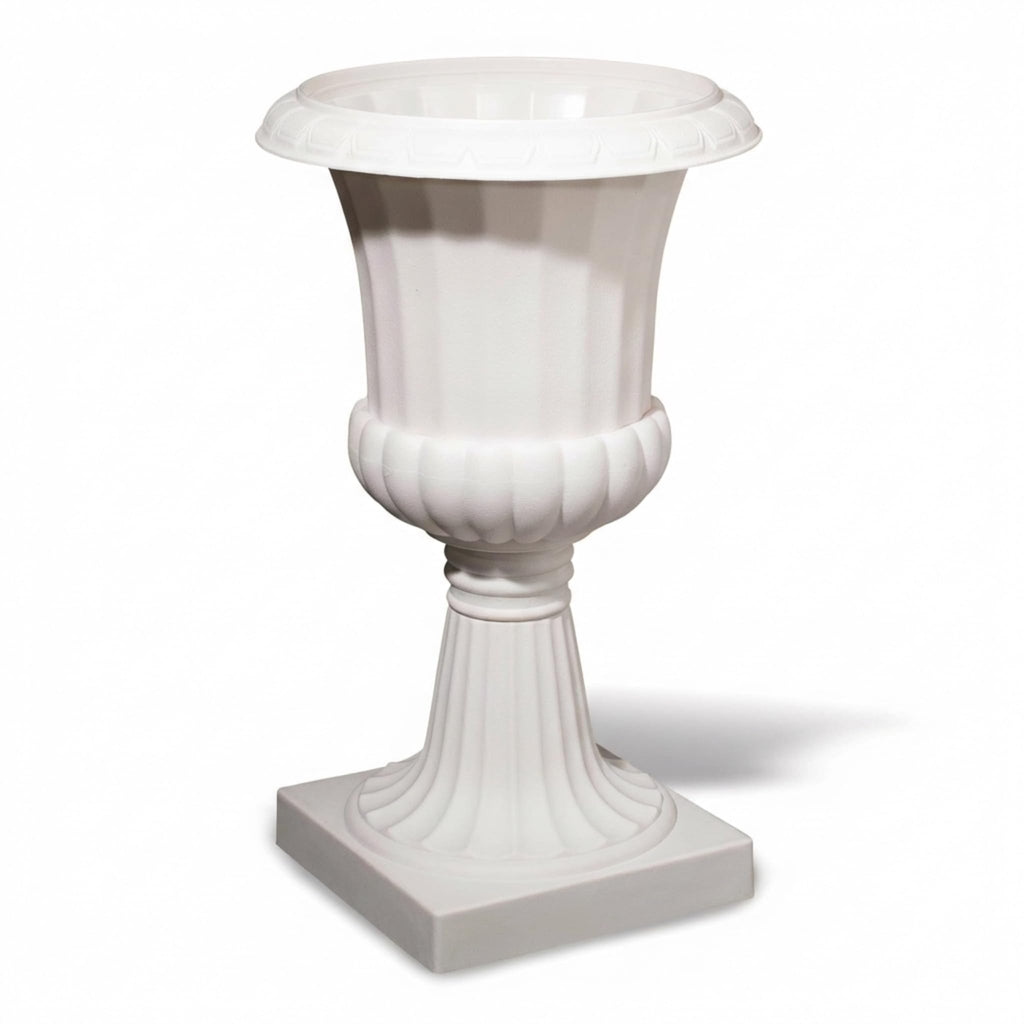 Classic White Decorative Plastic Urn Planter, 19 Inches High
