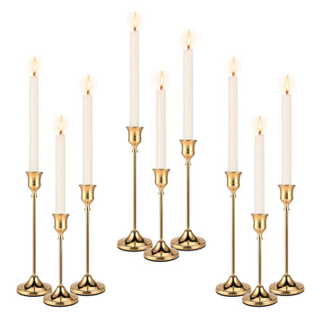 Gold Candle Holders 3 Sets - 9PCS Metal Taper Candlestick Holders