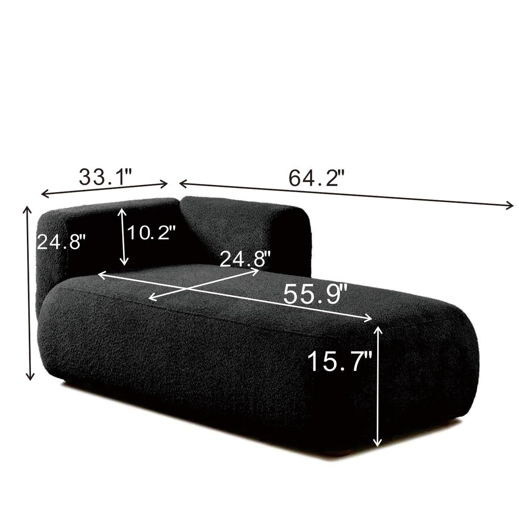 Boucle Upholstered Right Facing Chaise Lounge Indoor Bedroom, Comfy Single Chaise Lounge Modern Leisure Recliner