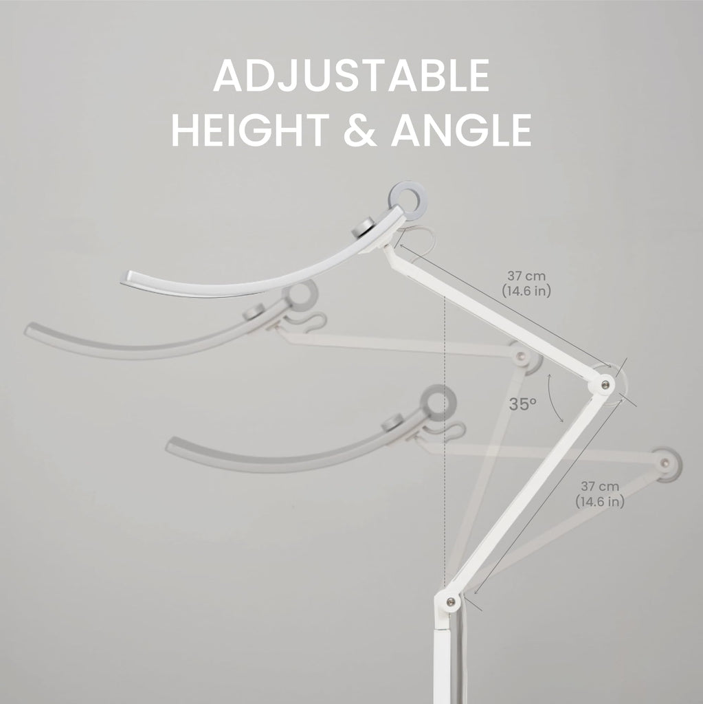 E-Reading Floor Lamp - Ultrawide and Bright Lighting, Dimmable with 13 Color Modes, Adjustable Arm, Auto-dimming