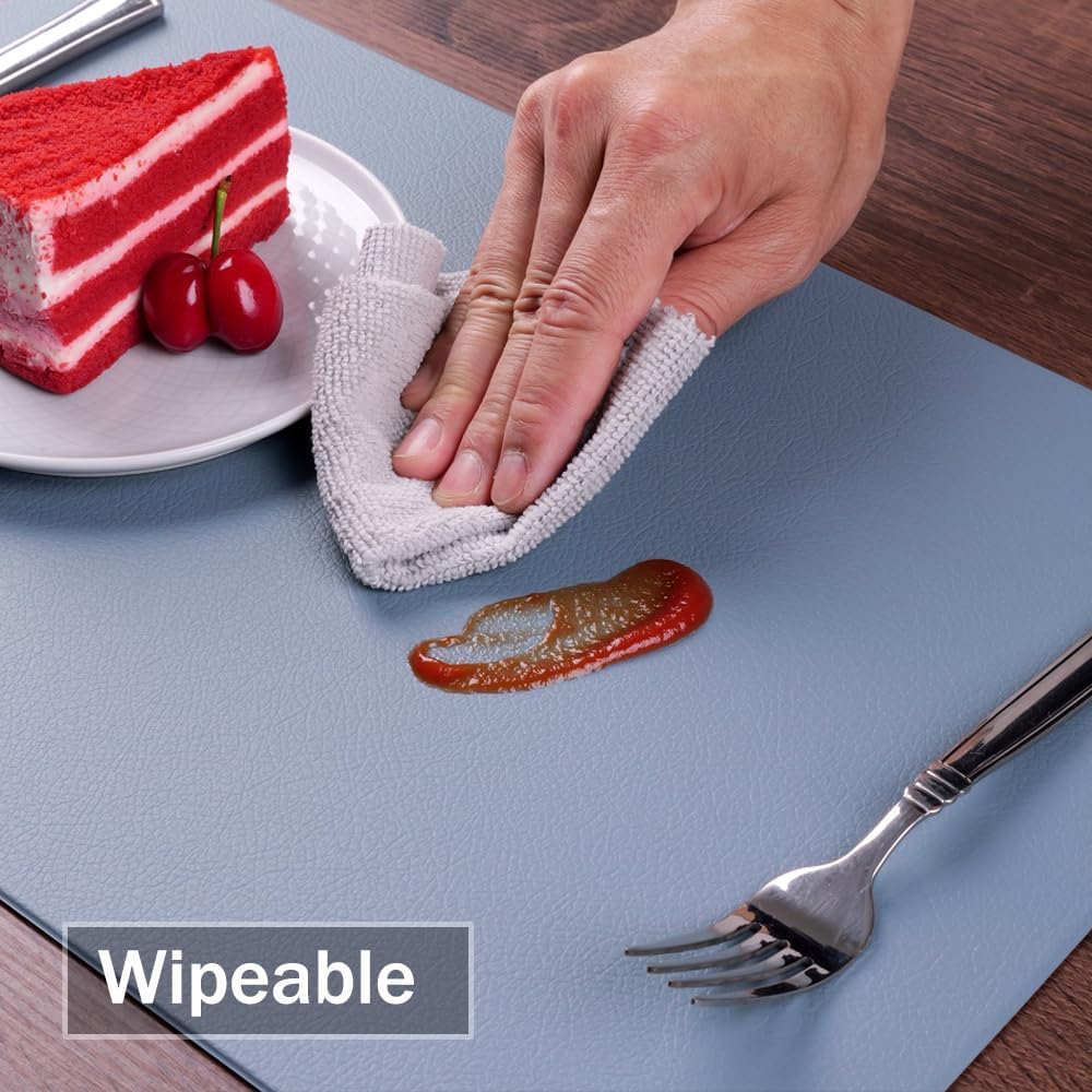 PVC Heat Resistant Placemats, Waterproof Wipeable Floor Place Mats, Non-Slip Easy Clean Table Mats Table - Set of 4