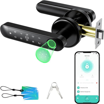 Fingerprint Door Lock Biometric Door Knob with Keypad Keyless Entry, 5-in-1 Door Locks s(Fingerprint/App/Code/Key/IC