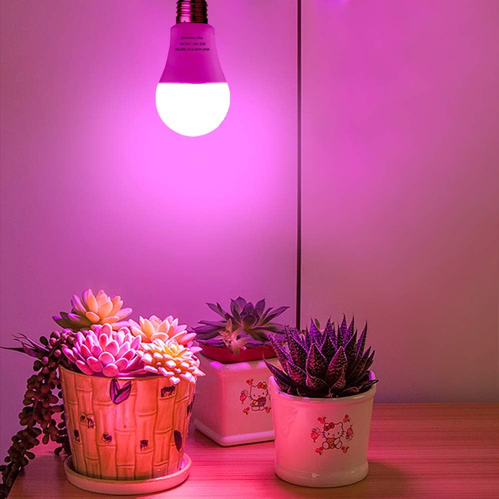 6 Pack LED Indoor Plant Grow Light Bulb A19 Bulb, Full Spectrum Plant Light Bulb, 9W E26 Grow Bulb Replace up to