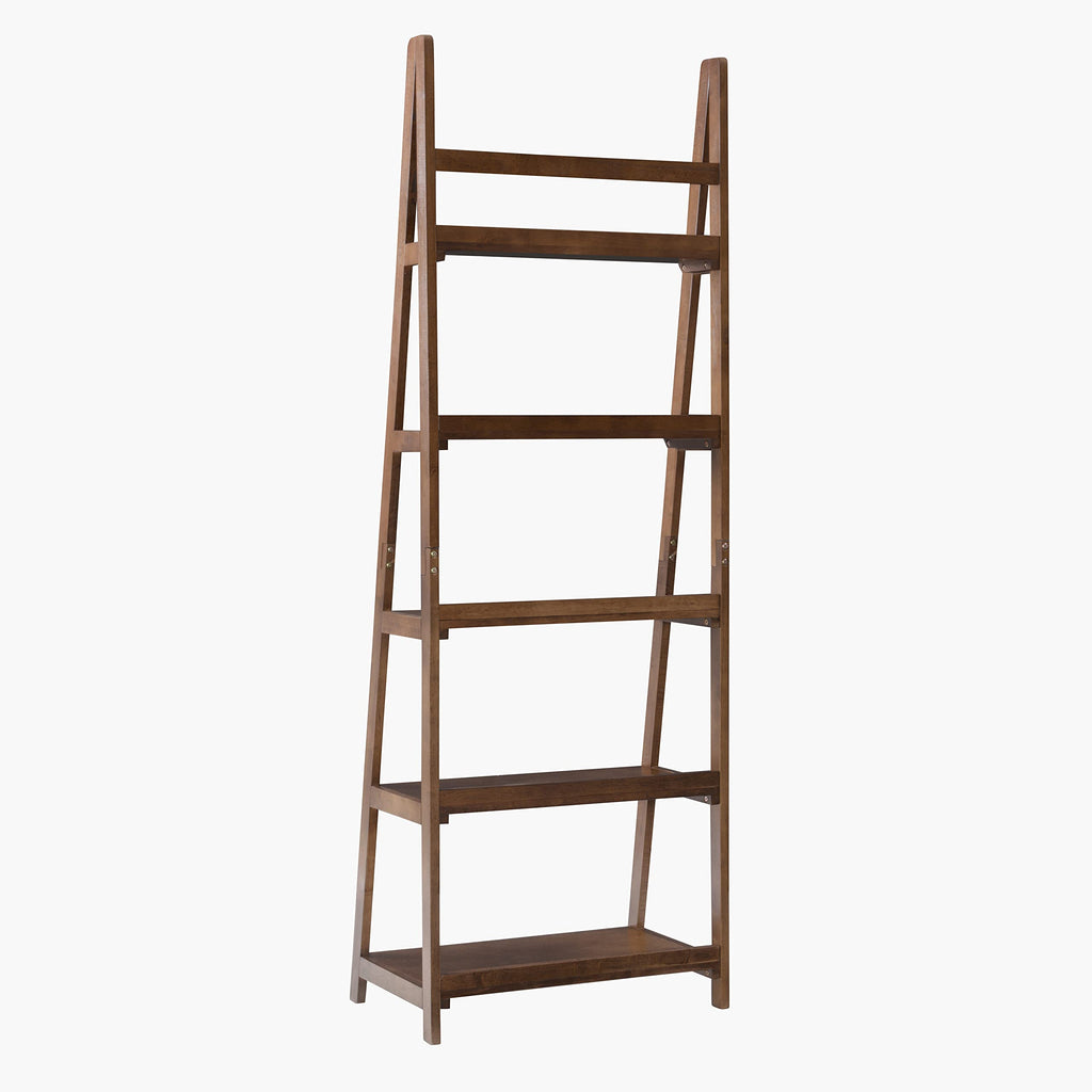 Melissa Walnut Mid-Century 5 Shelf Bookcase