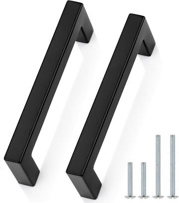 5 Pack 4 Inch (102mm) Hole Center Cabinet Handles Stainless Steel Kitchen Drawer Pulls Square Bar Cabinet Hardware