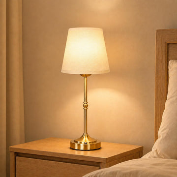 Rechargeable Gold Cordless Table Lamp,3 Color Dimmable Bedside Lamp