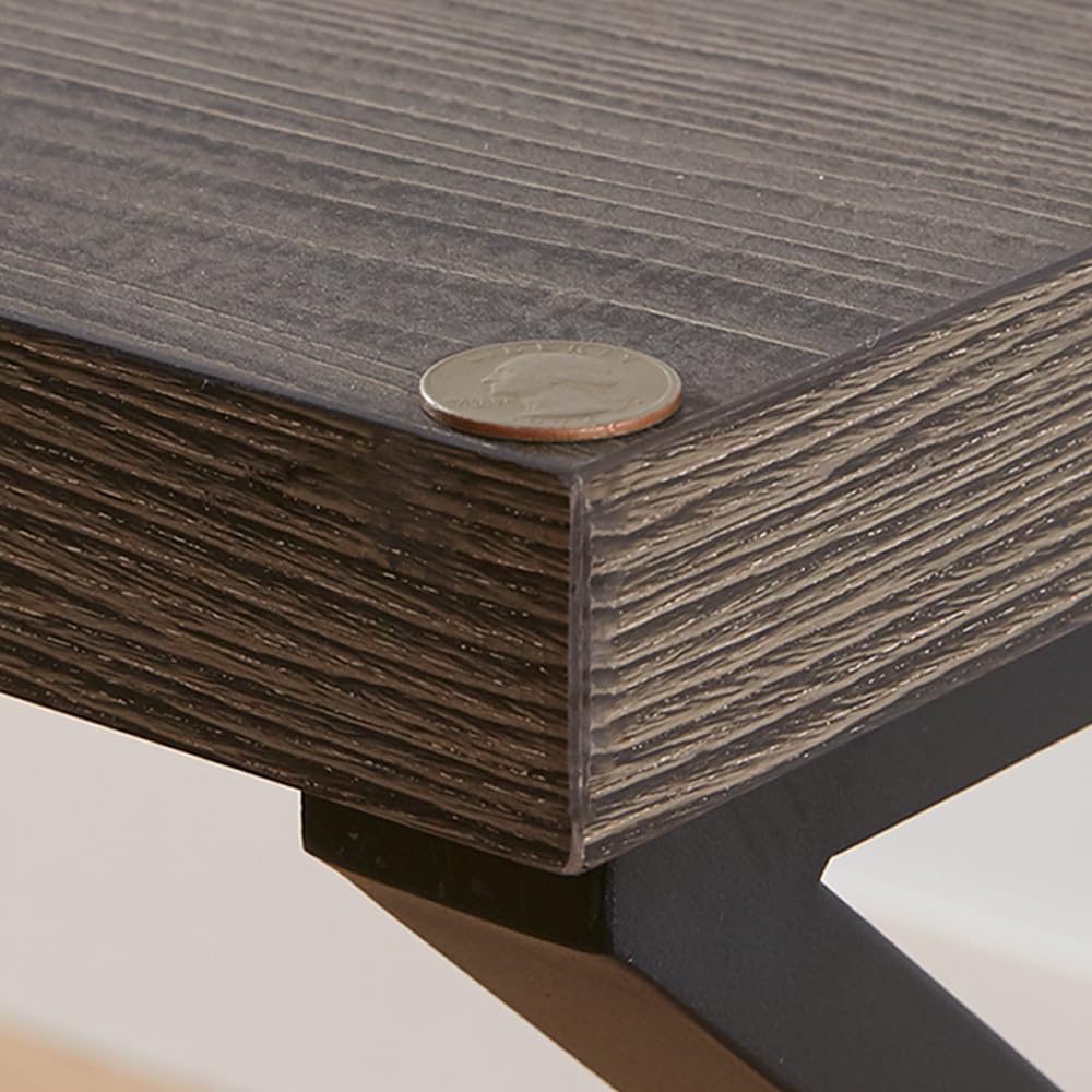 Office Desk, Industrial Metal Wood Computer Desk, Gray Oak 47 Inch