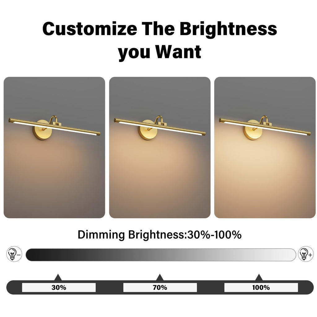 Hard-Wired LED Picture Lights for Paintings 3CCT Dimmable Long Art Lights for Paintings Gold Gallery Light