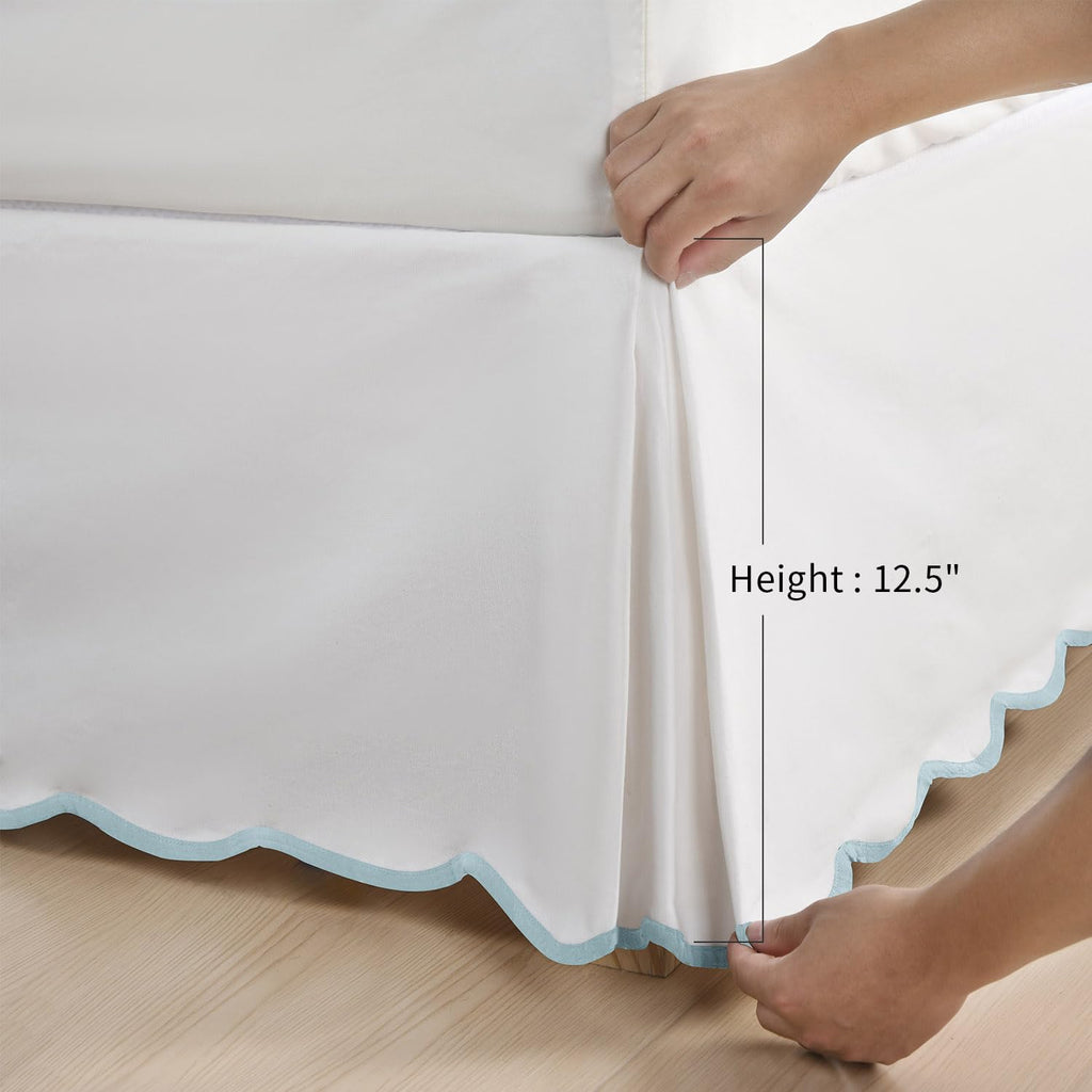 Chic 12'' Queen BedSkirts Scallop Edge Pleated Dust Ruffle