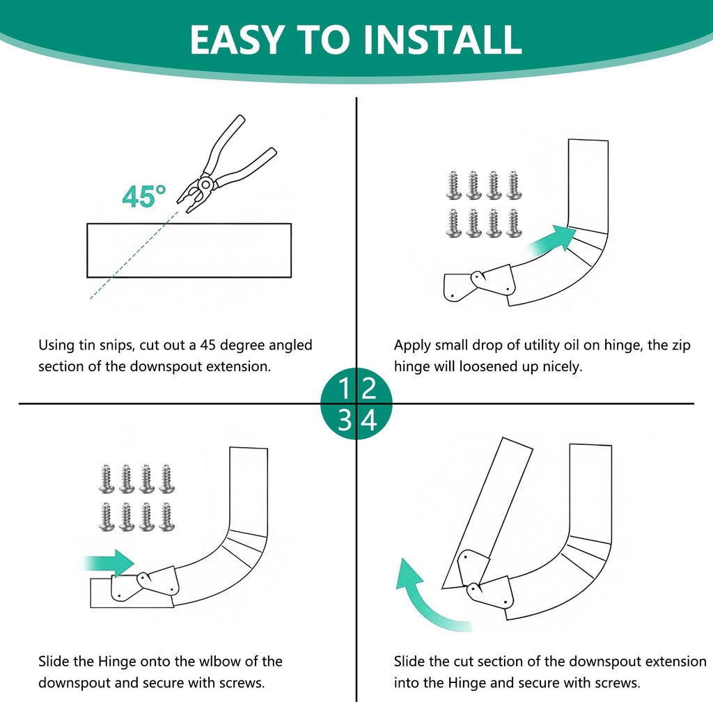 Gutter Downspout Flip-Up Hinge, Gutter Extension Hinge (2 Pack Downspout Hinge)