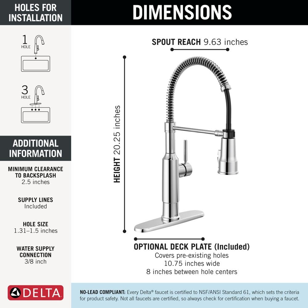 Theodora Pro Style Commercial Kitchen Faucet with Pull Down Sprayer, Chrome Single Hole Kitchen Sink Faucet, Single