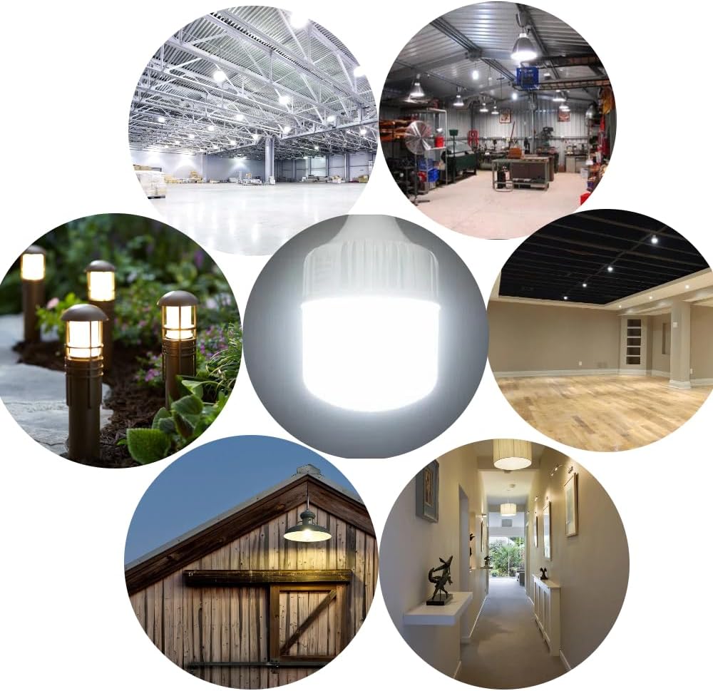 Super Bright 400W-500W Light Bulb Equivalent, 65W LED Bulb 120 Volt Cool White 6500K E26, 6500 Lumens,High Watt