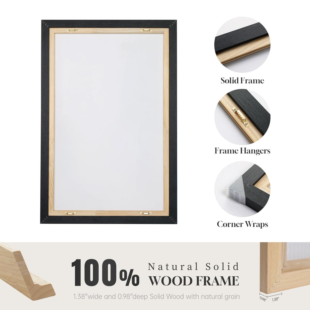 Framed Watercolor Mountain Landscape Wall Art, 24x36 Inch