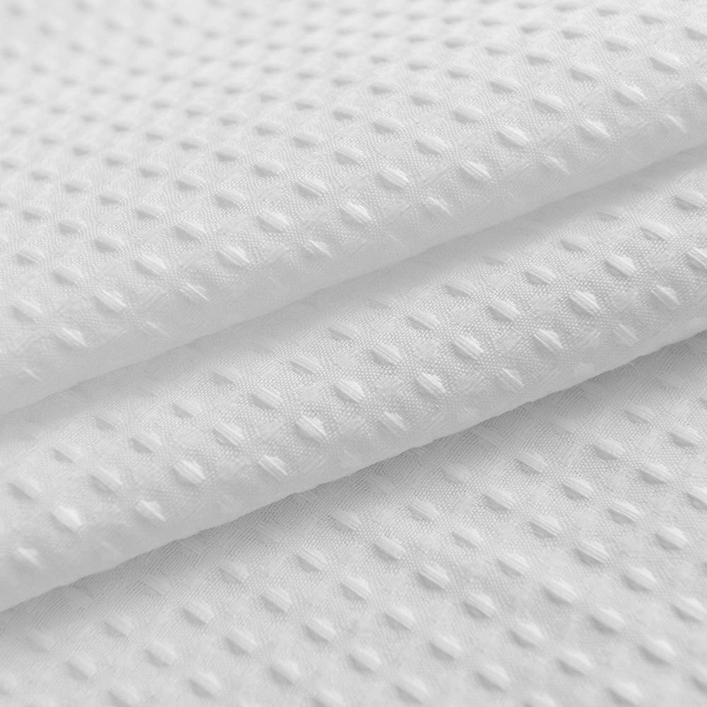 54x78 Waffle Weave Long Stall Shower Curtain Fabric, White