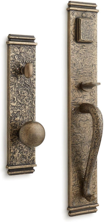 Griggs Solid Brass Full Plate Keyed Entry Single Cylinder Door Handleset with Interior Knob and 2-3/8" Backset