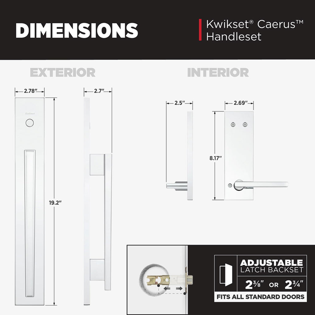 Caerus Front Door Lock & Deadbolt Set, Entry Handleset with Interior Reversible Lever, Polished Chrome, Dummy