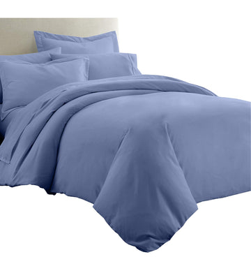 Tradition Solid Bamboo Viscose 7PC King Size Bedding Set-Duvet Cover and Shams with Bed Sheets, Periwinkle
