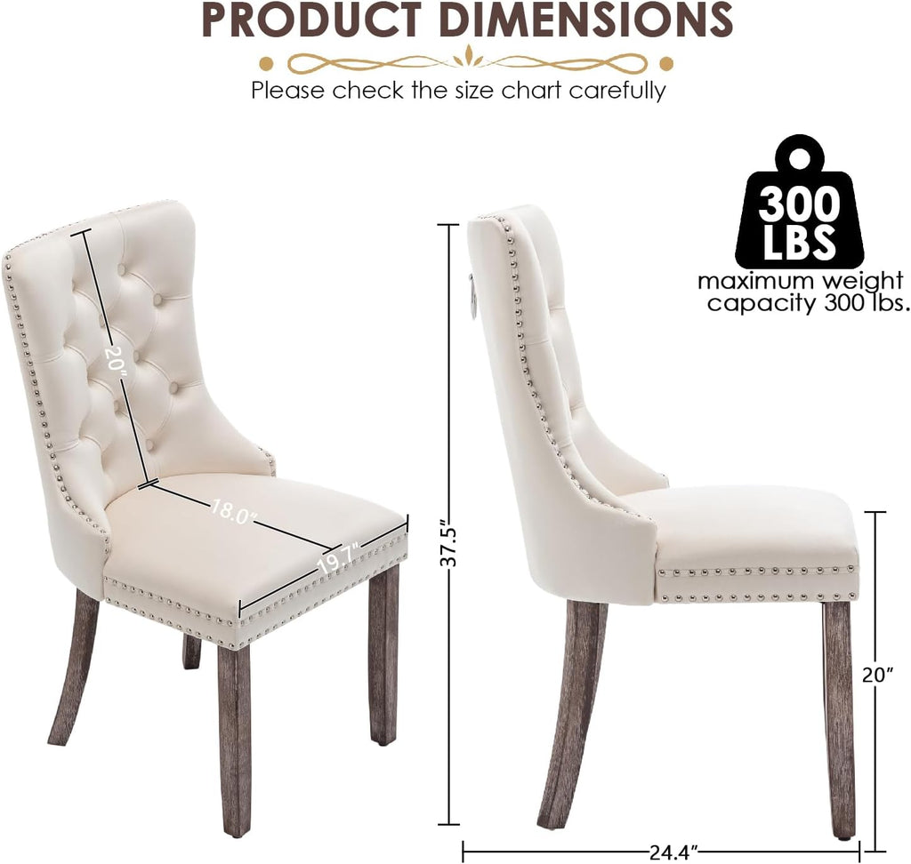 Kiztir Velvet Dining Chair Set of 2, Modern Kitchen Chairs with Nailhead Trim