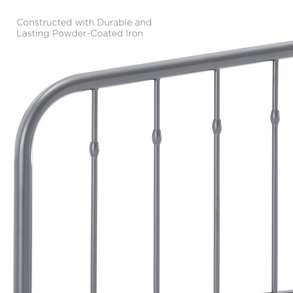 Lennon Modern Farmhouse Metal Headboard in Gray
