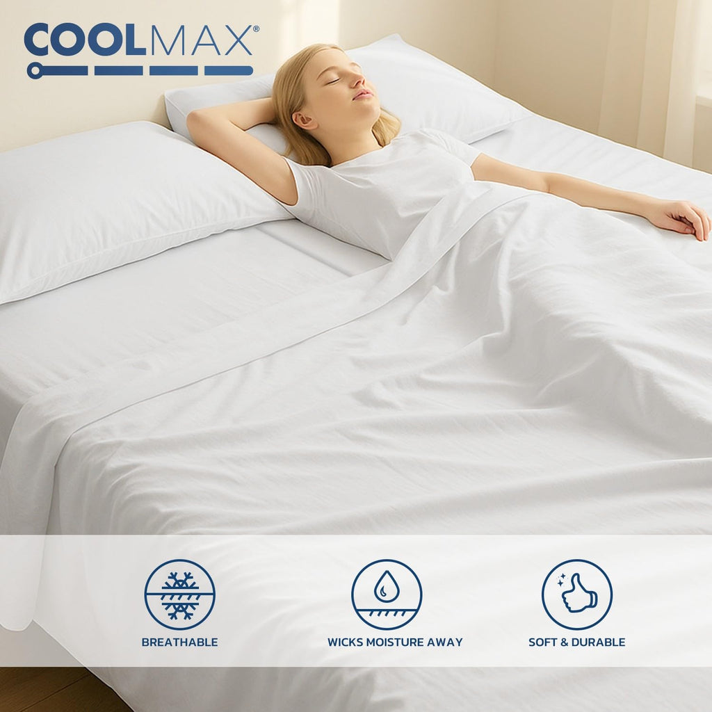 Coolmax Cooling Bed Sheets Split King Size for Hot Sleepers, Moisture Wicking Sheet Set for Night Sweats, 16" Deep