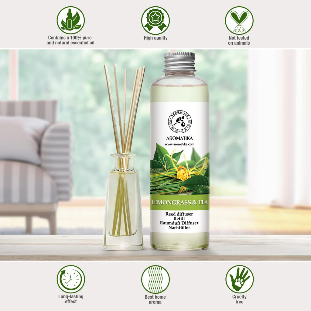 Reed Diffuser Refill Lemongrass - Tea 6.8 Fl Oz - Scented Diffuser - Room Diffuser Refill with Scent - Room Freshener