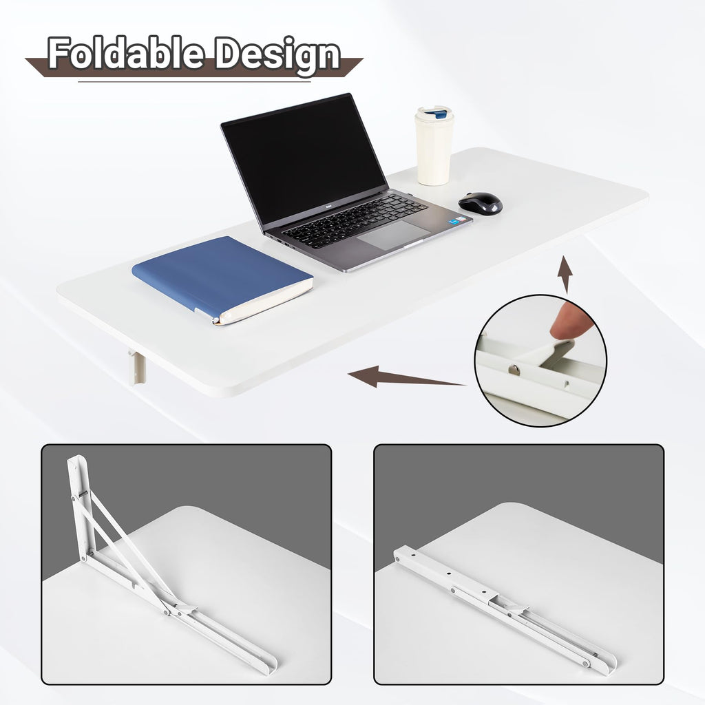 Wall Mounted Folding Table 47.2"L x 19.7"W, White