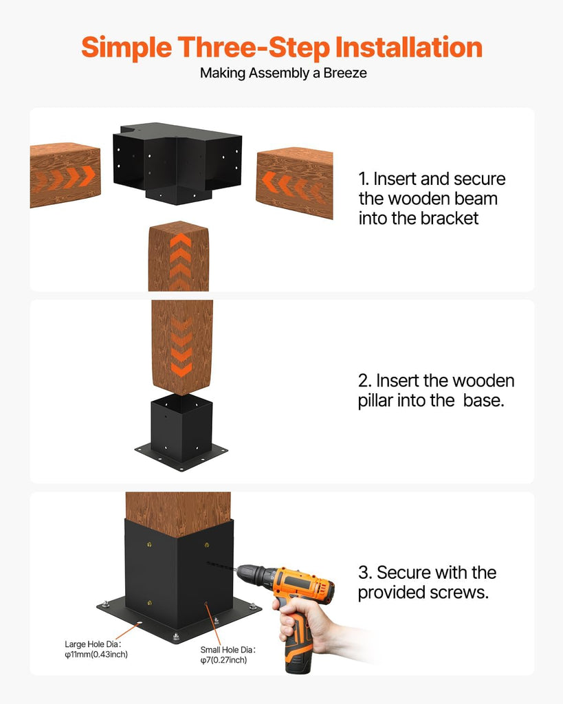 Pergola Kit, 4x4 Inch Pergola Brackets for 3.5x3.5 Inch Wood - Image 6