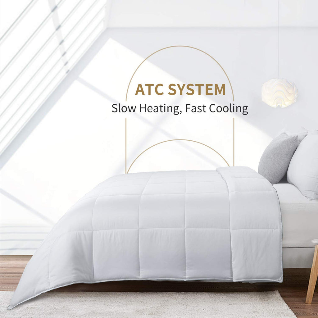 Lightweight Cooling Comforter Twin Size, 100% Viscose Derived from Bamboo Shell Down Alternative Duvet Insert, White