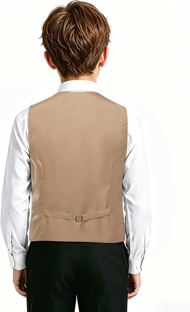 Boys Vest Solid Suit Vest for Boy Tie Bowtie Pocket Square Cufflinks Lapel Pin Tie Clip Vests Kid