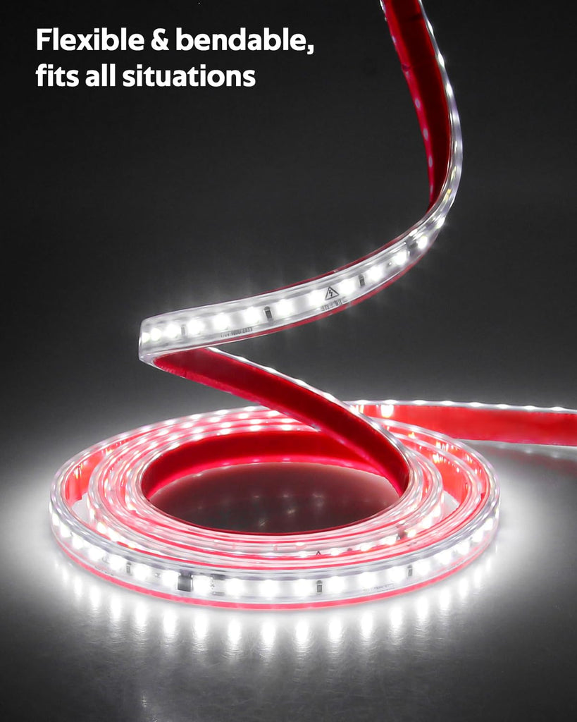 AC 120V LED Strip Light 72in Under Cabinet Cold White Self-Adhsive Under Counter Lighting Strips Plug in with Switch