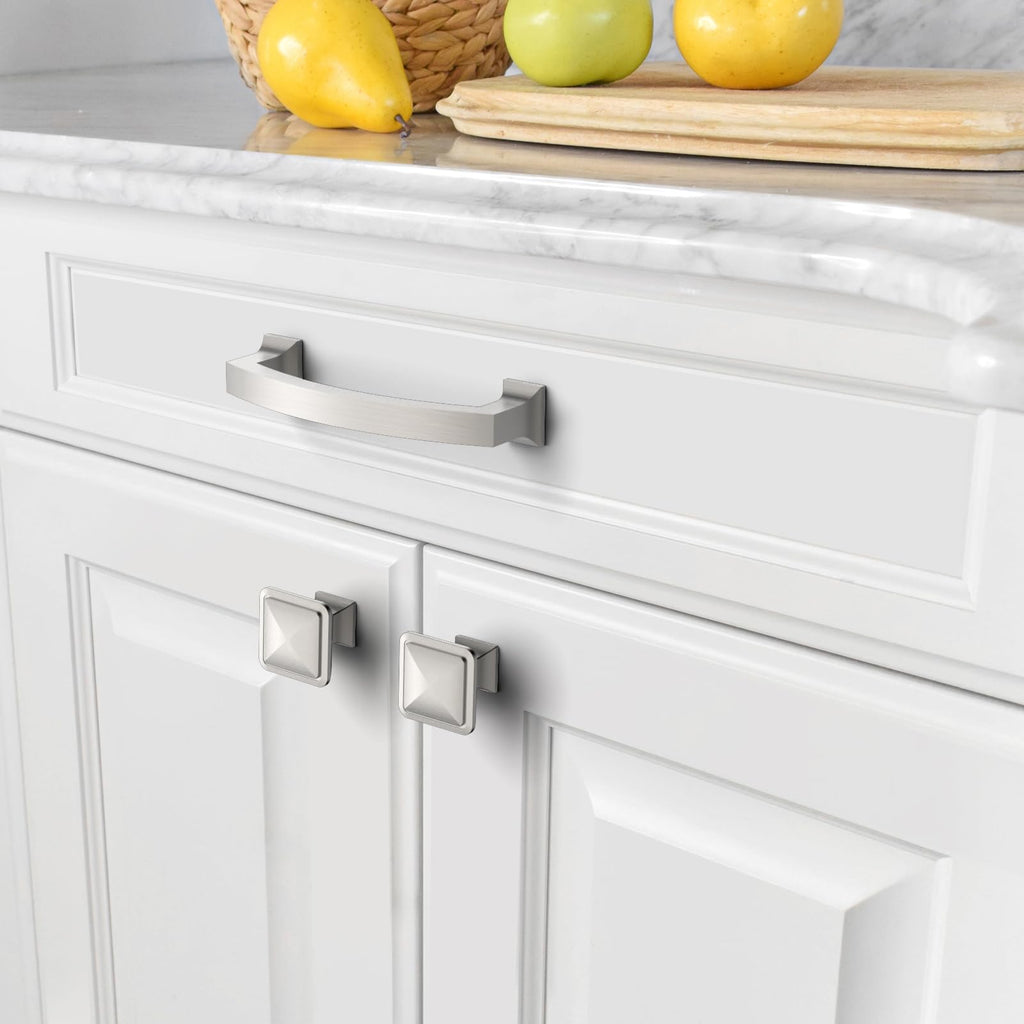 10 Pack Brushed Satin Nickel 3.75 Inch(96mm) Hole Centers Kitchen Cabinet Pulls Cabinet Hardware Kitchen Handles for