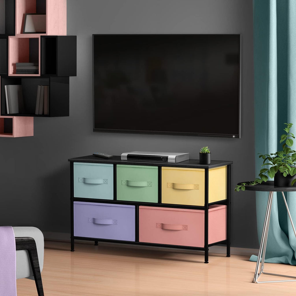 Dresser with 5 Drawers - Furniture Storage Chest for Kid's, Teens, Bedroom, Nursery, Playroom, Clothes, Toys - Steel