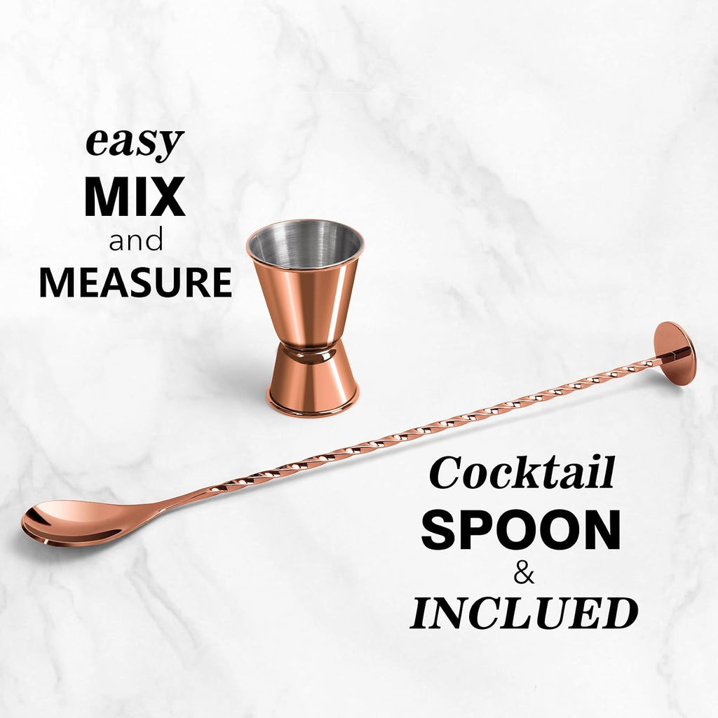 14oz Glass Cocktail Shaker Set, Margarita Mixer-Shaker with Built-in Strainer and Measuring Jigger & Mixing Spoon - Set of 3
