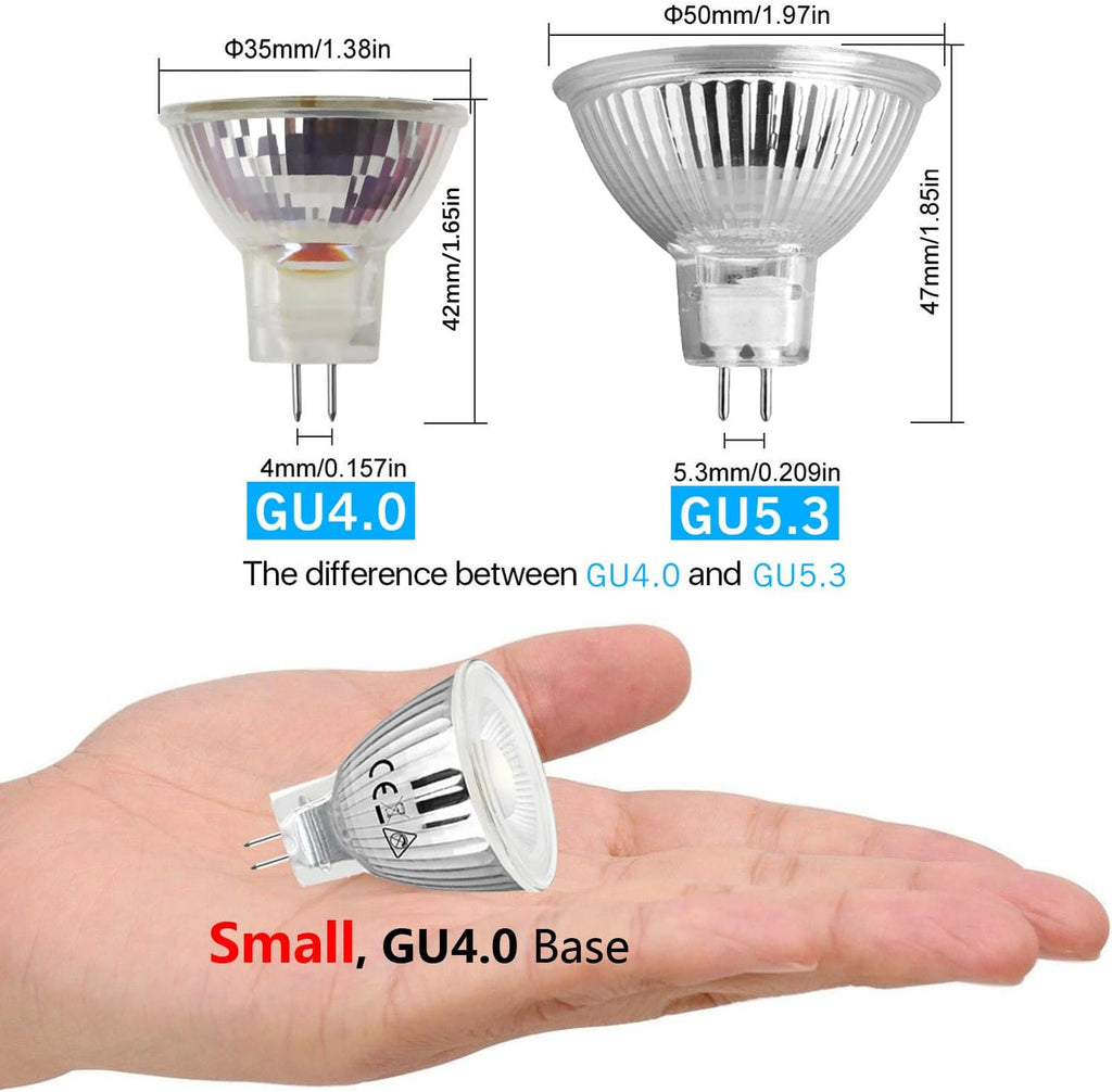 MR11 Gu4.0 Bi-pin LED Light Bulb 3W 12VAC/DC Low Voltage LED Spotlights for Outdoor Landscape Lighting and Indoor