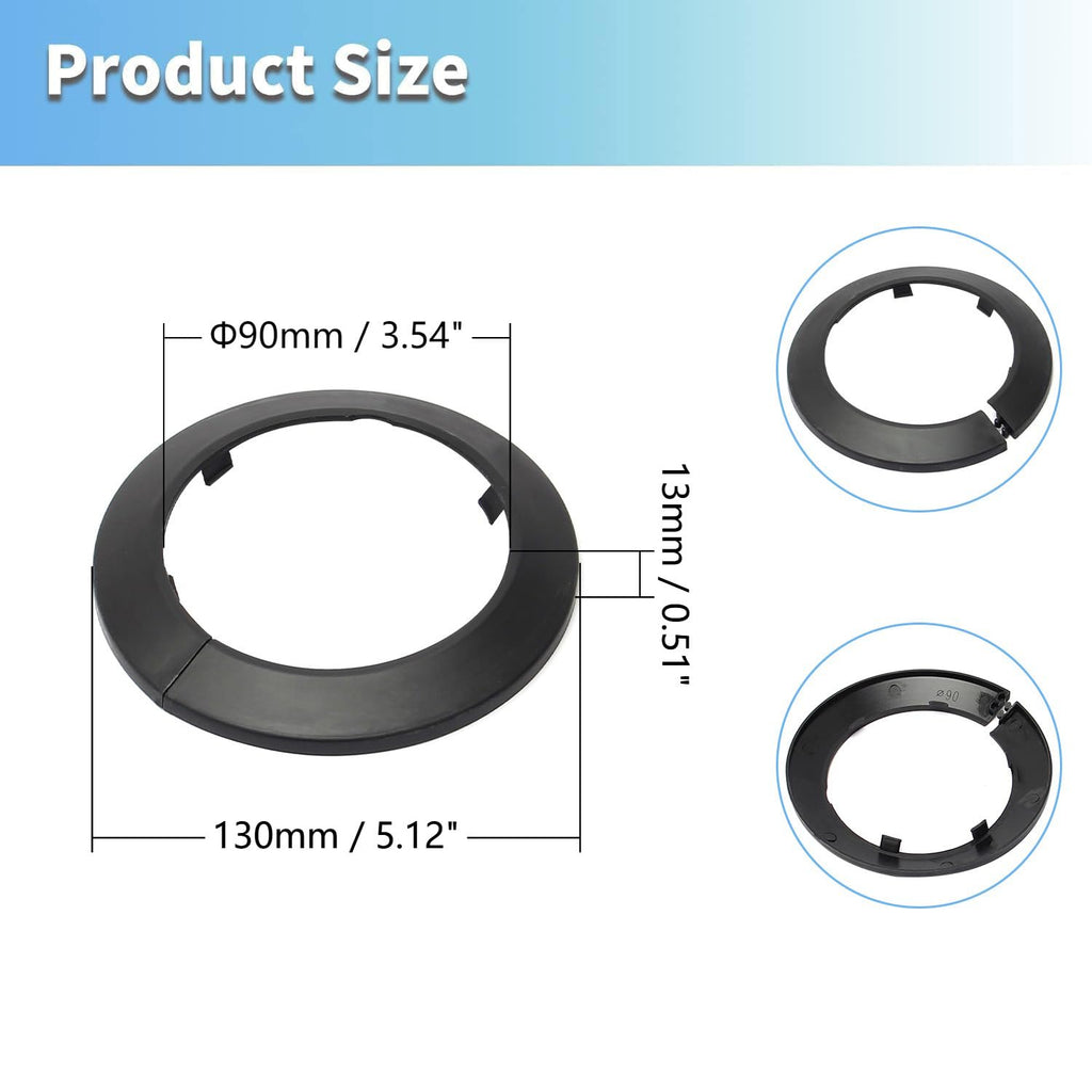 Black Plastic Escutcheon Plate for 3.5 Inch Water Pipe Decoration