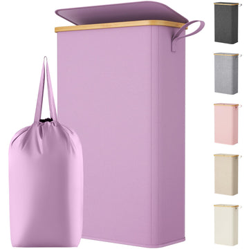 75L Slim Laundry Hamper with Lid and Removable Bag, Purple