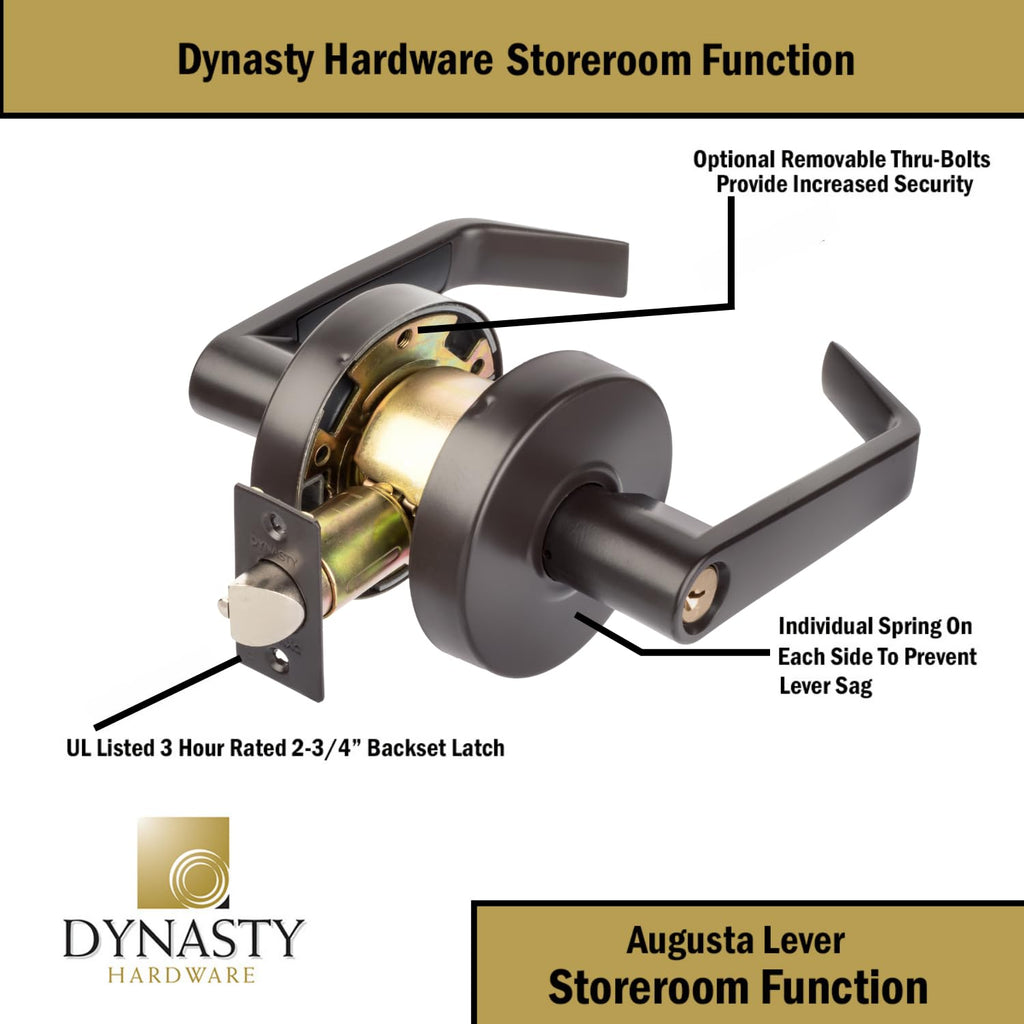 Augusta Storeroom Lever Lockset, ADA, Grade 2, Oil Rubbed Bronze