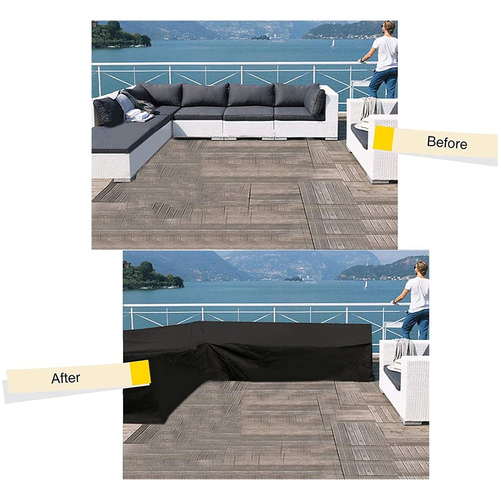 Patio Rattan Corner Sofa Covers Waterproof 420D Fabric L Shaped Garden Furniture Sectional Couch Protector Cover for