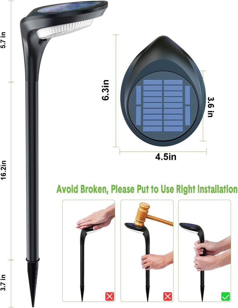 Solar Pathway Lights Outdoor 4 Pack - 150 LM High Bright Solar Lights Outdoor Waterproof IP65, Warm/Cool 2 Color