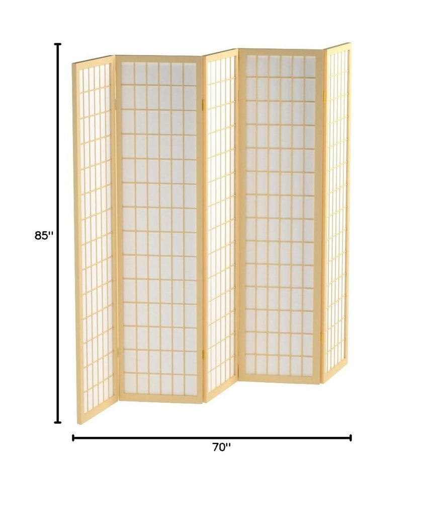 6 ft. Tall Window Pane Shoji Screen - Natural - 5 Panels