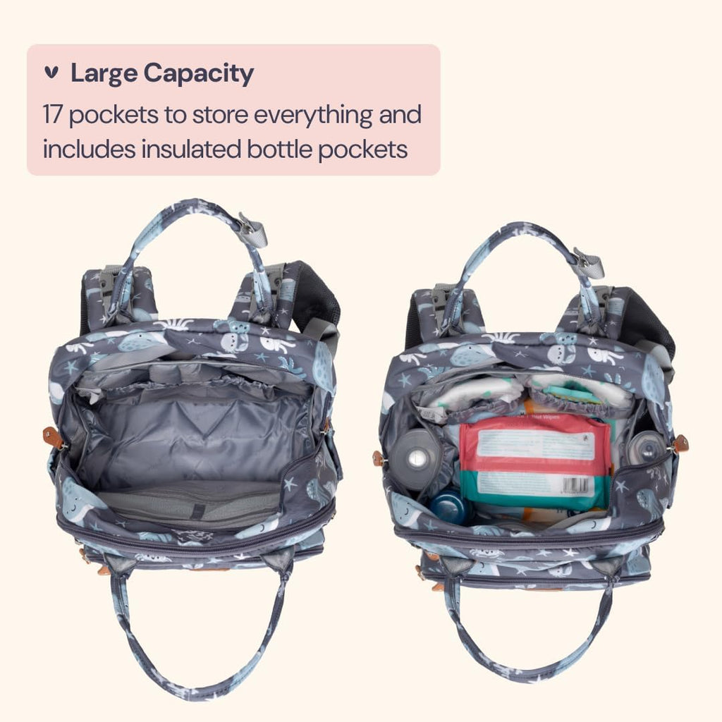 Diaper Bag Backpack - Baby Essentials Travel Tote - Multi Function Water Resistant Diaper Bag, Travel Essentials Baby