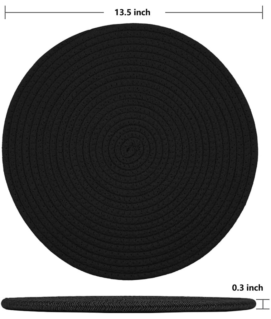 Round Placemats Set of 10, Cotton Woven Tablemats, Hot Pads, Jute Rattan Charger Plates for Dinner, Non Slip Heat