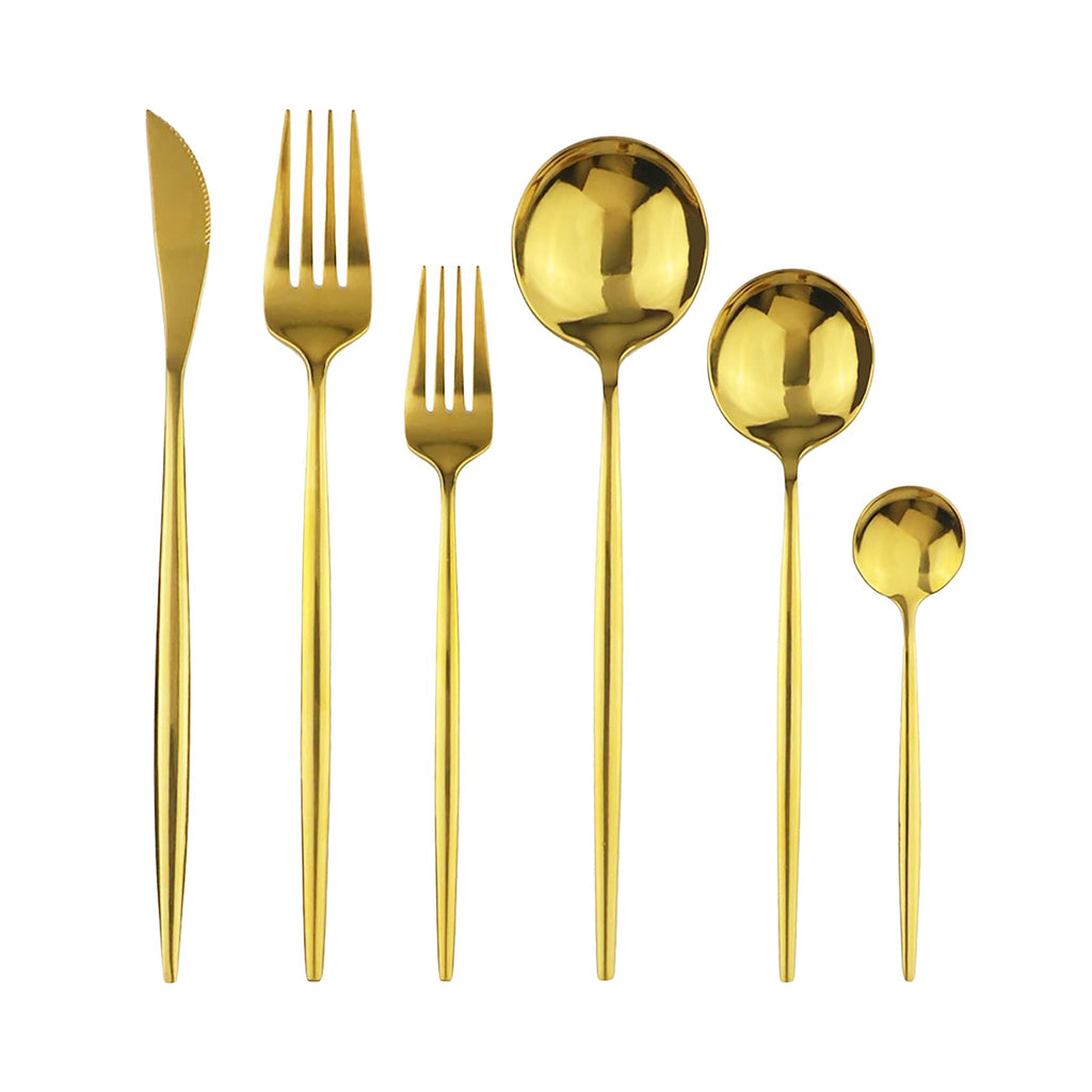Gold 36-Pieces Silverware Flatware Mirror Polished Dinnerware, 18/0 Stainless Steel Cutlery Set Kitchen Party Hotel
