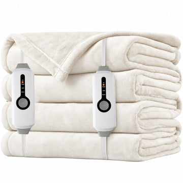 Electric Heated Blanket 90" x 100", White