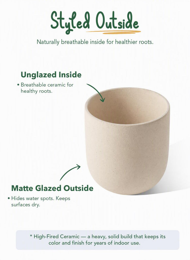 10 Inch Plant Pot, Ceramic Pots for Plants, Speckled Oat