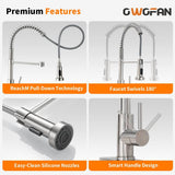 Kitchen Faucet with Pull Down Sprayer Brushed Nickel Stainless Steel 1 Handle Pull Out Spring Sink Faucets 1 Hole Or 3